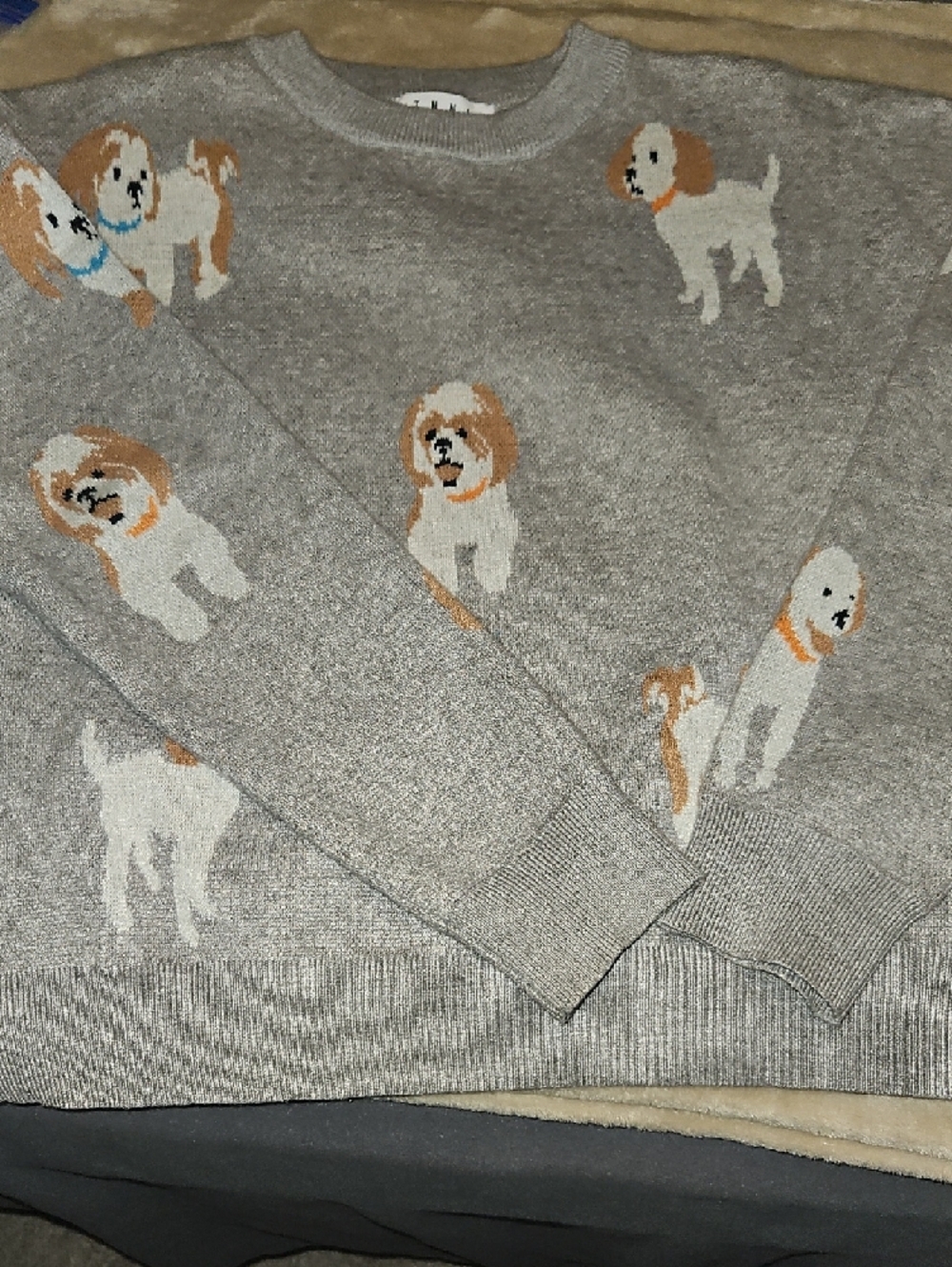 THML Gray Crewneck Sweater with Dog Motif - Picture 9 of 9